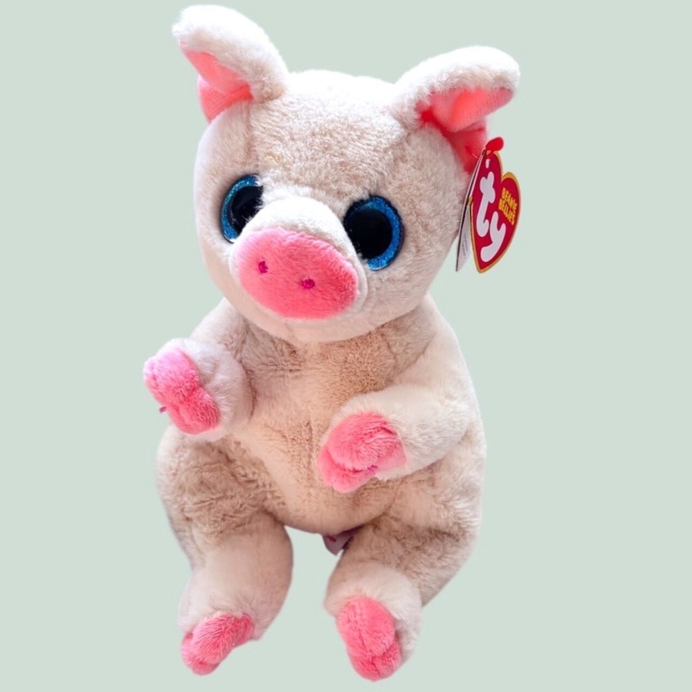 Ty Beanie Bellies Penelope Pig Plush 7" Pink Blue Glitter Eyes With Tags